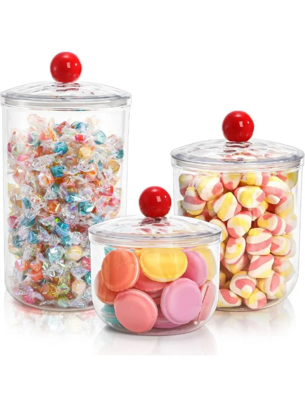3 Pack Airtight Clear Candy Jars - Wide Mouth Food Storage Containers, 70oz